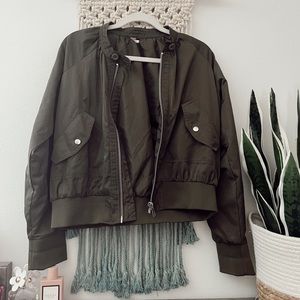 Free People Olive Bomber Jacket Small